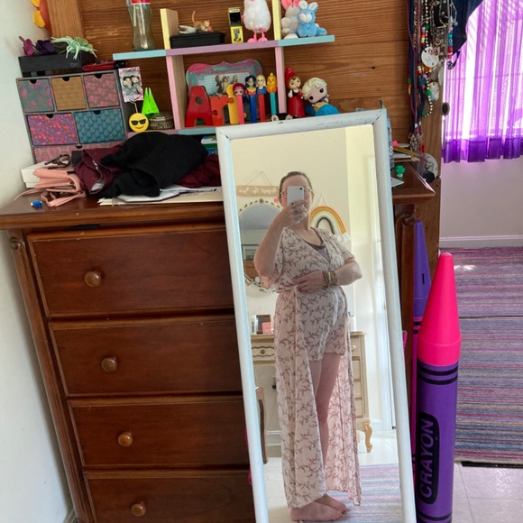 Angie Large Romantic Floral Romper With Shorts/Dress In Back - Picture 5 of 7